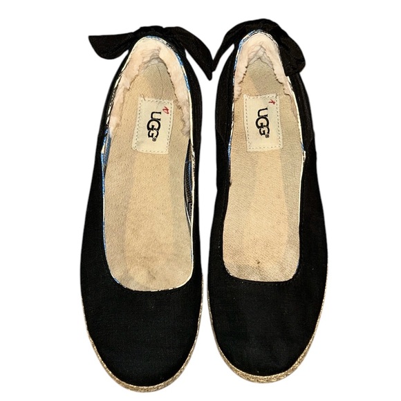 UGG Perrie Women’s  Size 6.5 Shearling Lined Black Espadrille Flats 1011186 - Picture 2 of 10
